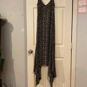 Flower black long maxi dress